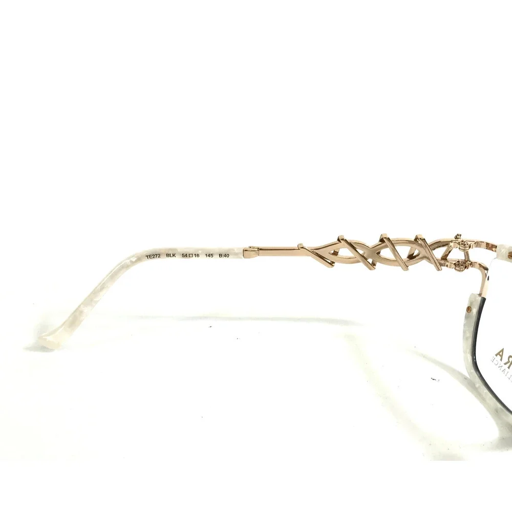 Tura Brilliance Eyeglasses Frames TE272 BLK Black Ivory Gold Crystals 54-16-145